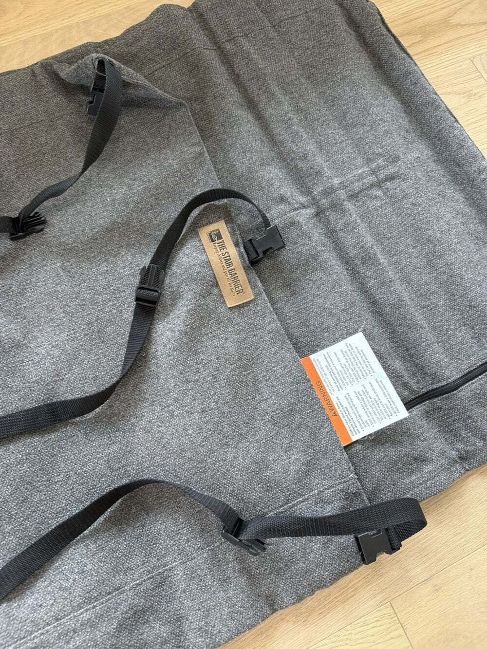 The Stair Barrier Fabric Safety Gate Gray Kids Pets - Picture 2 of 6